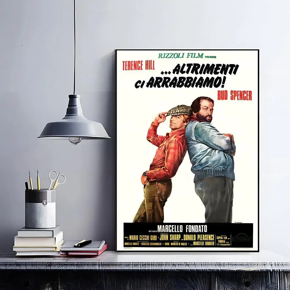 Terence Hill & Bud Spencer HD Wall Poster | Self-Adhesive PVC Art Wall Art Poster Peaceful Pleasures Health and Wellness z12 30X40cmNoframe