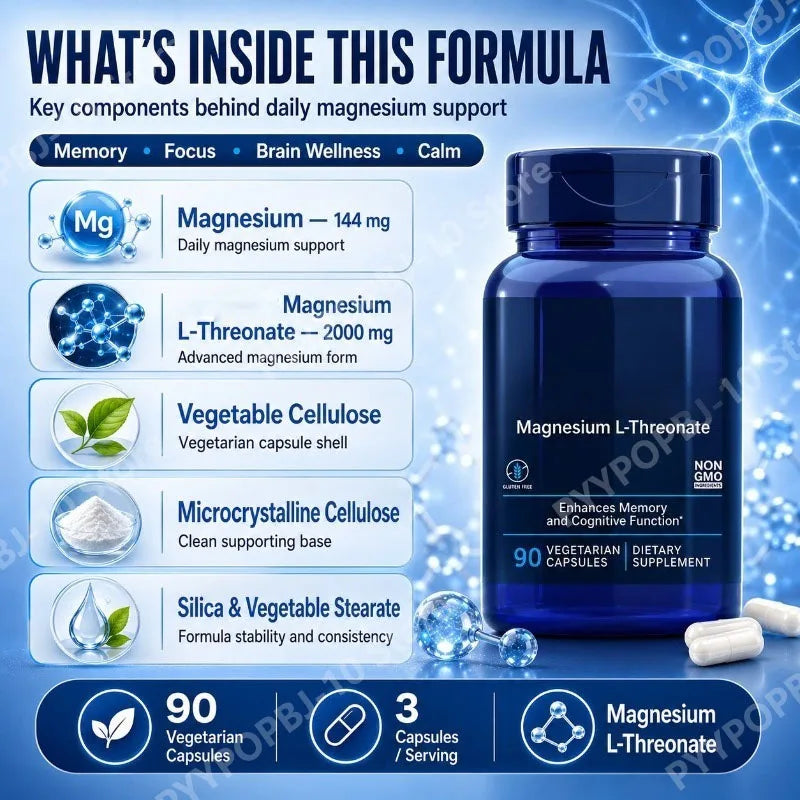 Magnesium L-Threonate 144mg – 90 Veg Capsules | Daily Support