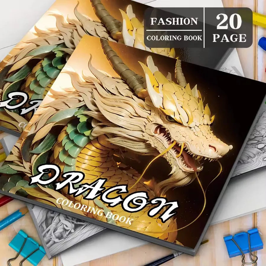 Dragon Coloring Book 20 Pages Adult Picture Animals Drawings Creative