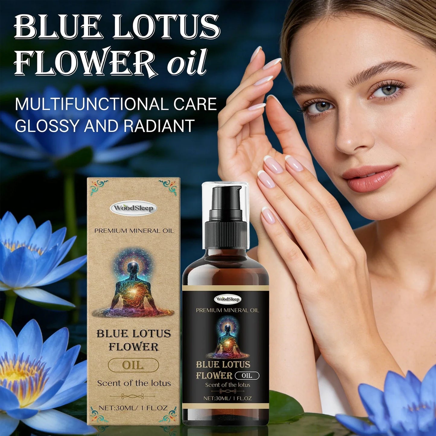 WOODSLEEP Blue Lotus Essential Massage Oil – Hair, Nail & Body
