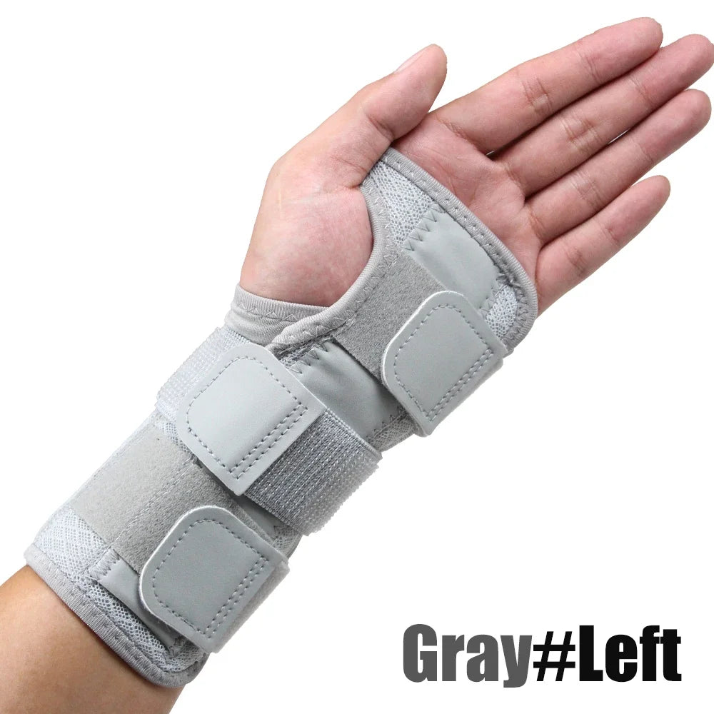 1PCSCarpal Tunnel Wrist Brace with Double Spring Support - Adjustable Night Brace for Arthritis,Stabilizer for Right/Left Hand Peaceful Pleasures Health and Wellness Gray-Left-1PCS S/M