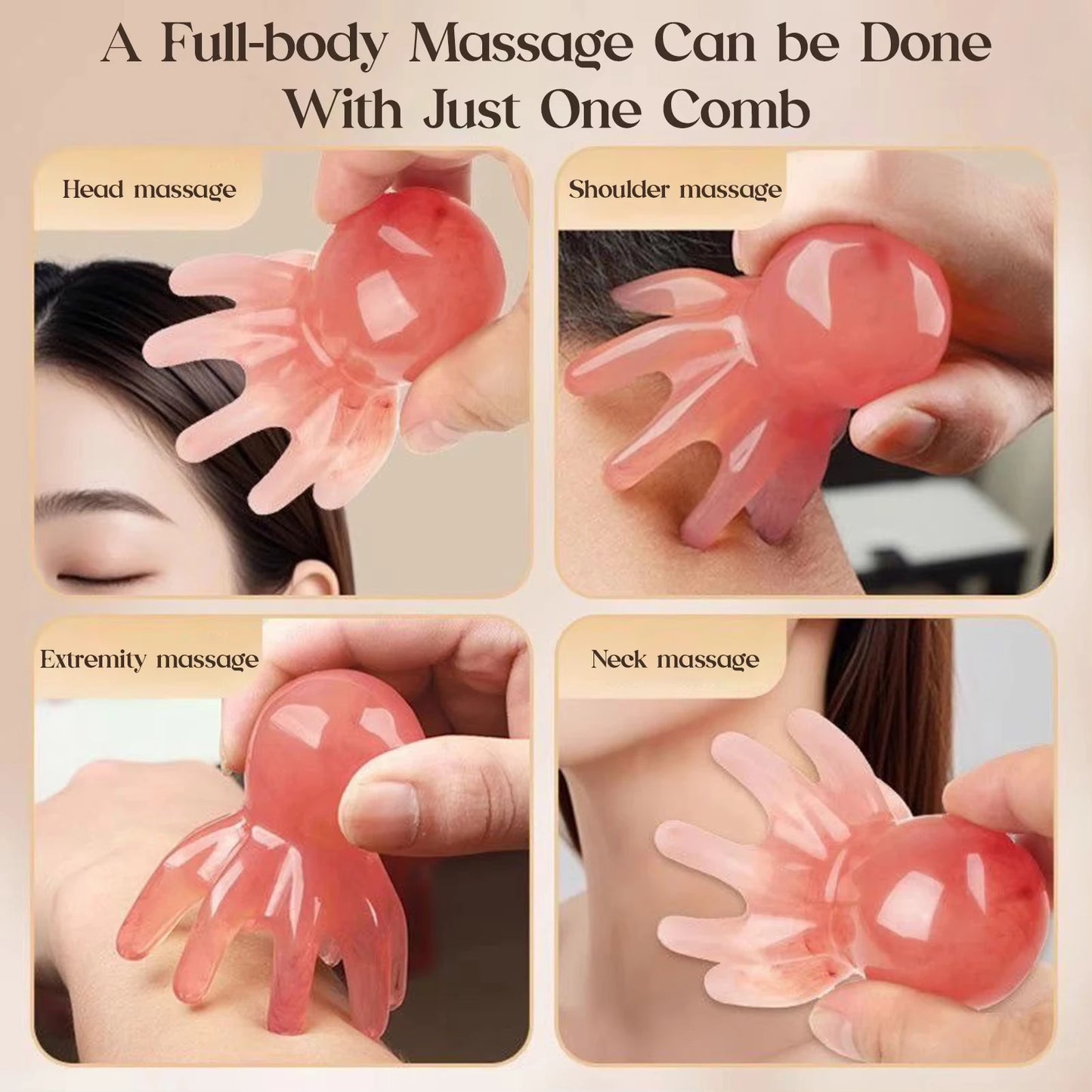 Octopus Head Massager Comb | Scalp Acupressure & Gua Sha Tool
