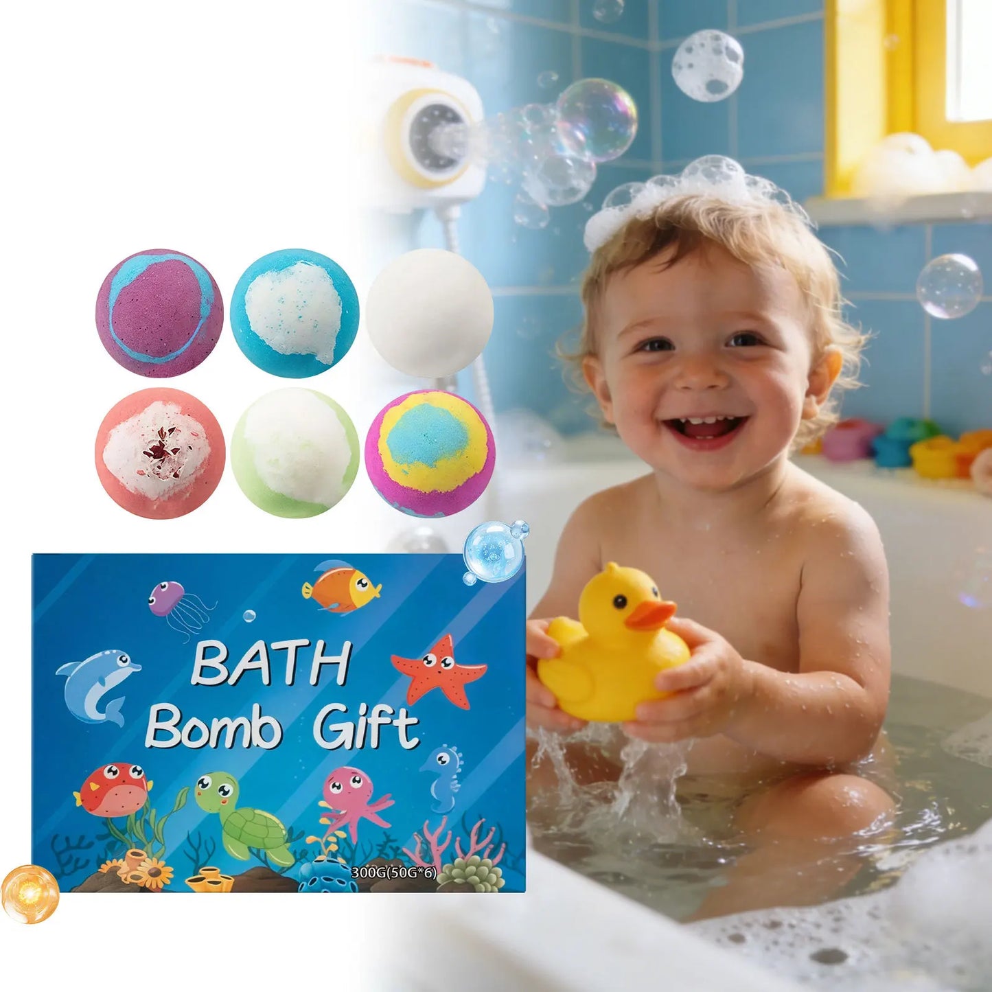 6-Piece Natural Bath Bomb Gift Set – Kids & Family Spa Kit