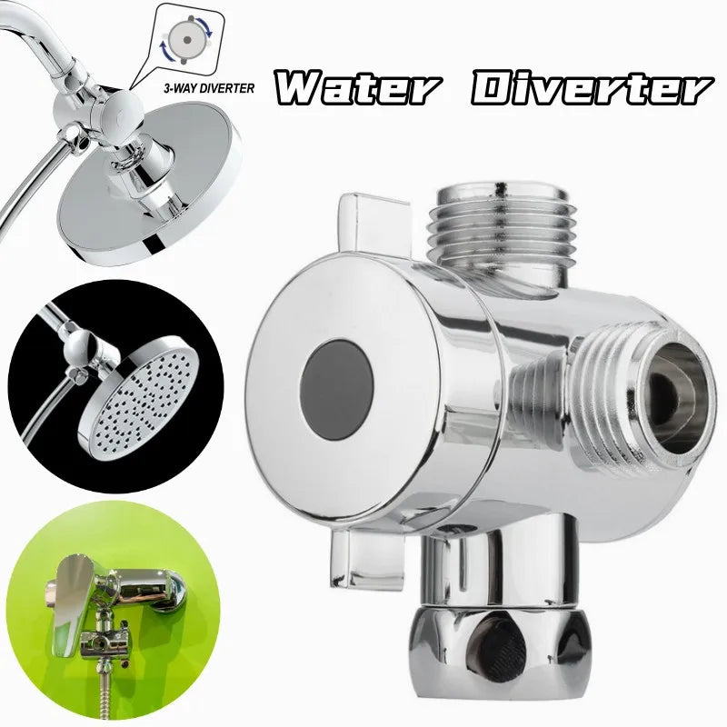 3-Way Shower Diverter Valve 1/2" ABS Chrome Faucet Splitter