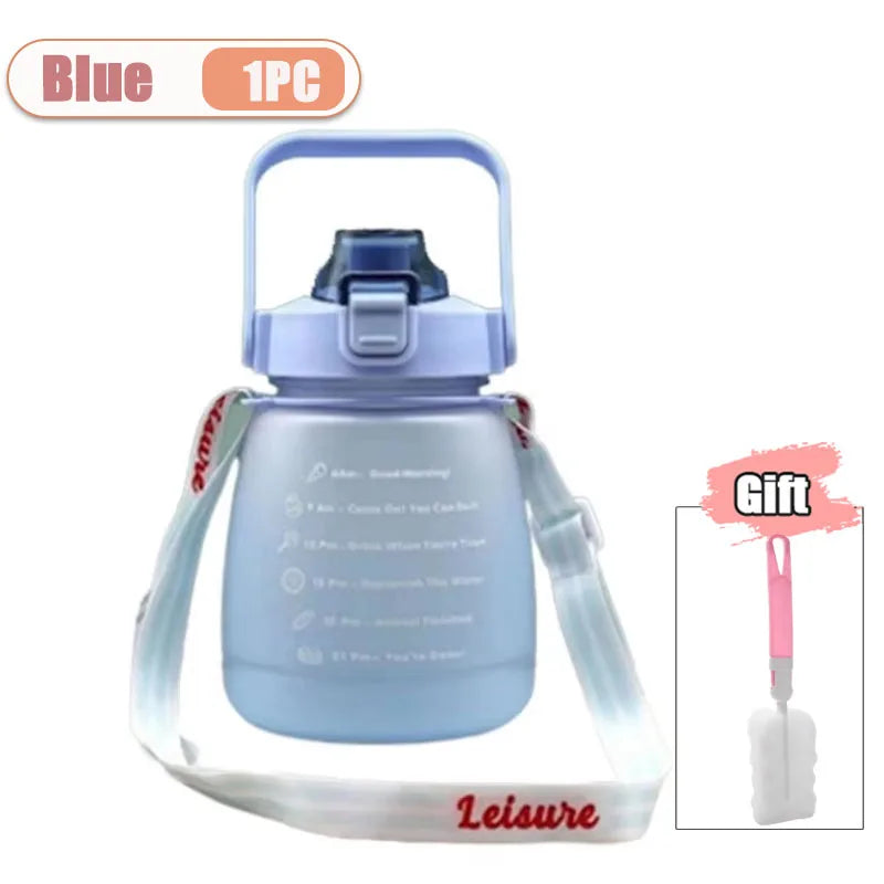 1200ml Frosted Sports Water Bottle with Shoulder Strap | BPA Free
