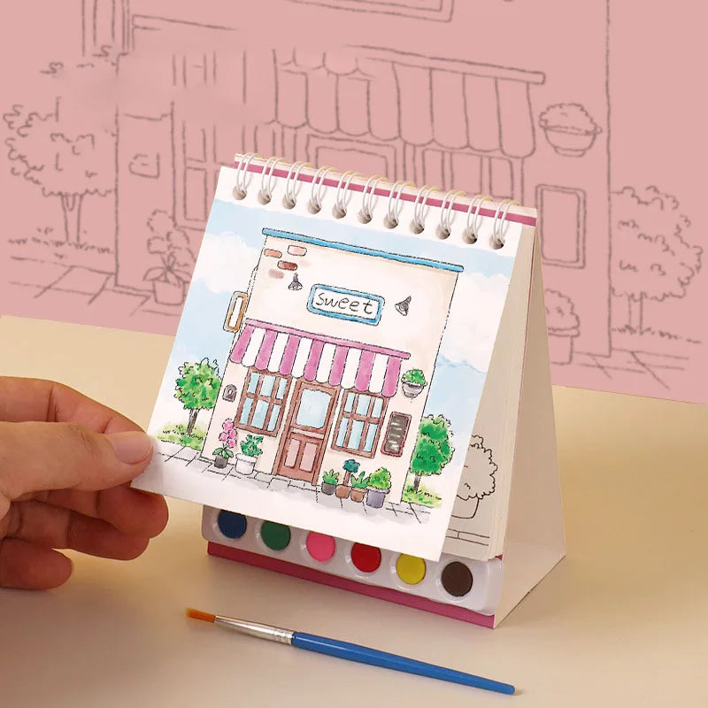 Creative Coil Vertical Watercolor Painting DIY Graffiti Book Built-in