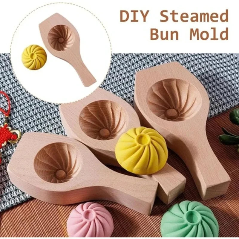 1pc 3D Wood Steamed Bread Mold Thickening Carved Creative Steamed Stuffed Bun Pastry Press Mould Family DIY Handmade Baozi Maker Peaceful Pleasures Health and Wellness