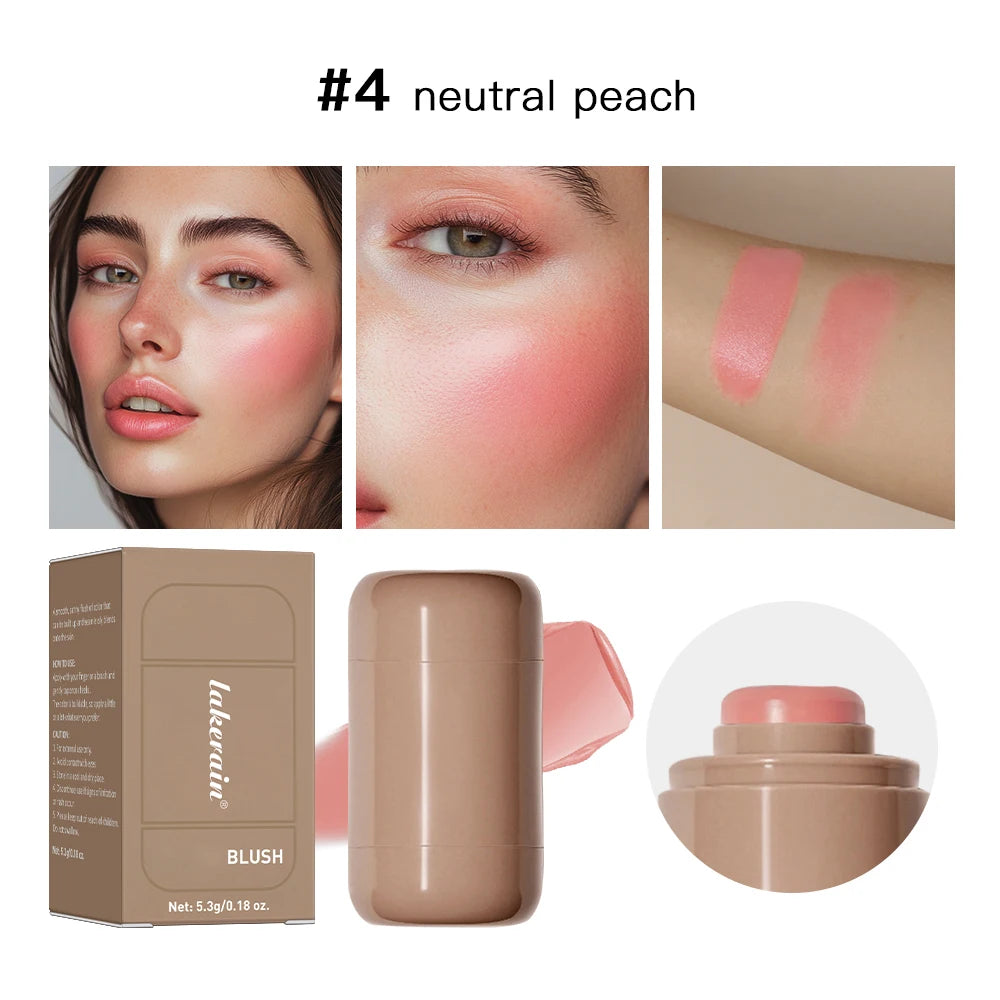Magic Blush Stick 3-in-1 Cheek Lip Tinted Moistured Blush Stick Silky Brighten Blush Cream Blusher Cosmetics Tubes Matte Contour Peaceful Pleasures Health and Wellness 4