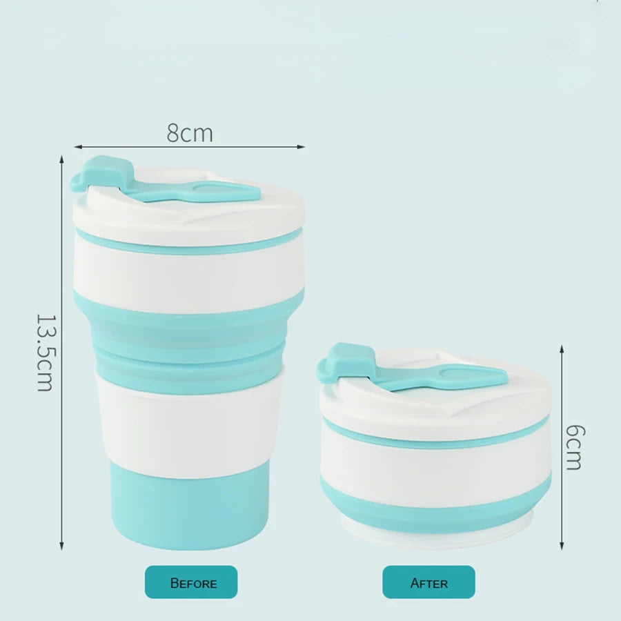 350ml Foldable Silicone Travel Cup with Lid | BPA-Free Reusable