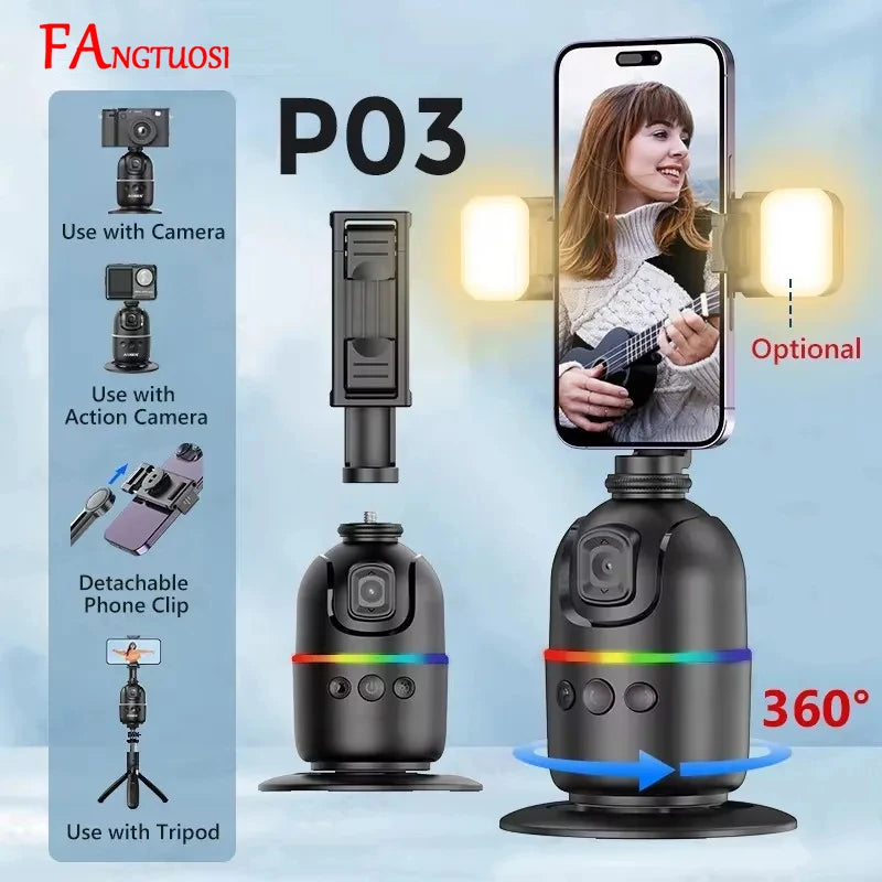 AI Smart Gimbal 360° Auto Face Tracking Selfie Stick Stabilizer Peaceful Pleasures Health and Wellness