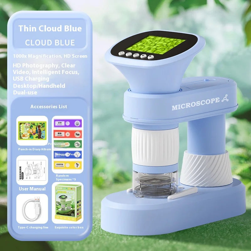 Optical Electron Microscope Professional Grade Children's Hd Microscope Portable Handheld Scientific Experiment Peaceful Pleasures Health and Wellness