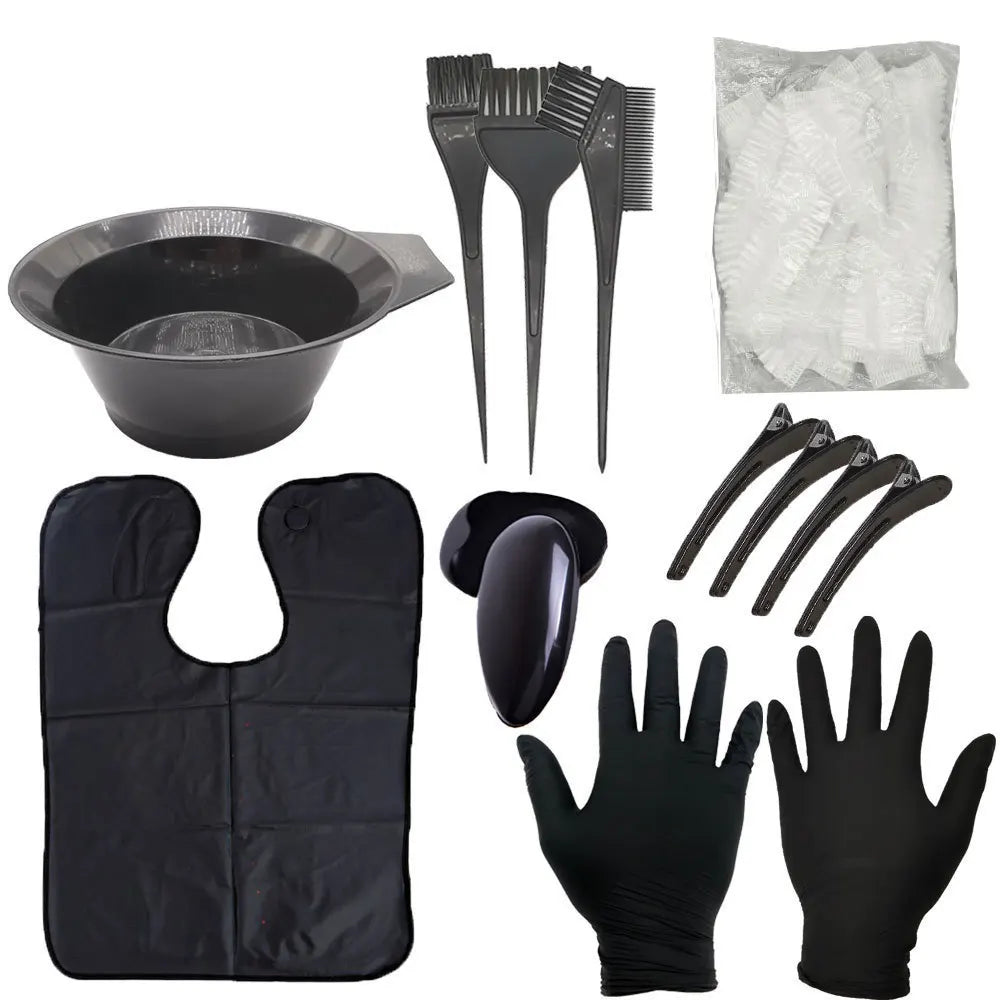 9/5Pcs Set Home Salon Hair Dyeing Brush Hair Dyeing Cream Bowl Coloring Brush Comb Earcap Clips Dyeing Cape Kits Hair Tint Tool Peaceful Pleasures Health and Wellness 9PCS