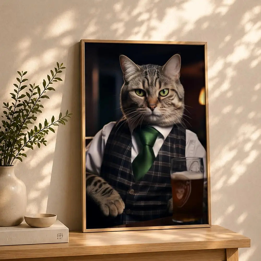 Art D-Dogs Cats at the PubS Poster HD Self Adhesive Waterproof Wall Art Ideal for Home Office Dorm Bedroom Great Gift Peaceful Pleasures Health and Wellness White6 21X30cmNoframe