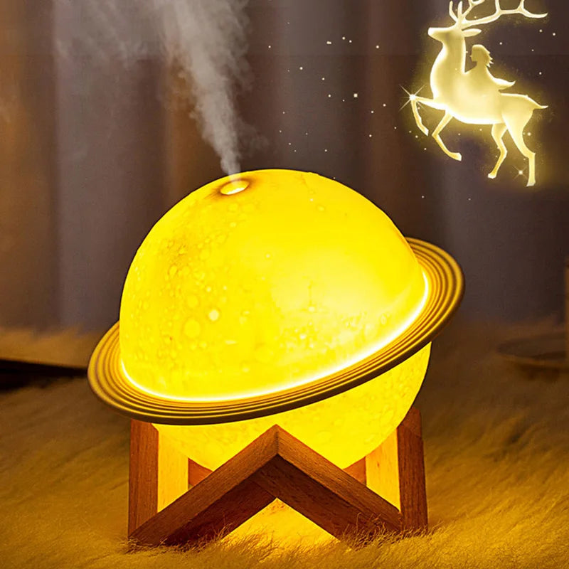 Lunar 200Ml Cool Mist Humidifiers Aroma Oil Diffuser Mini 3D Moon Lamp Ultrasonic Home Room Air Humidifier Moon Humidifier Peaceful Pleasures Health and Wellness