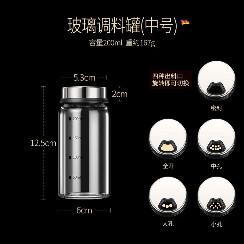 1PC Spices Bottle Glass Salt Jar Pepper Seasoning Set Container Kitchen Accessories Cook Utensils Free Shipping Cans Original Peaceful Pleasures Health and Wellness 200ml