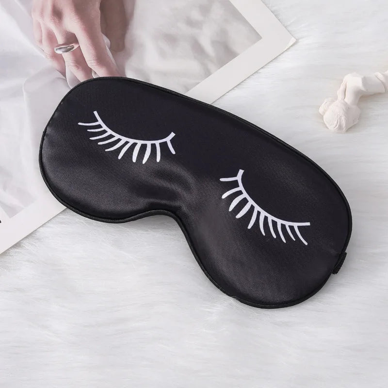 Cartoon Eyelash Silk Sleep Mask – Light Blocking Eye Cover