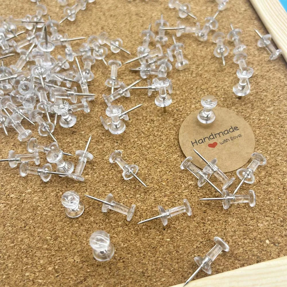 Transparent Push Pins Thumb Tacks with Box – 20/50/100 Pack