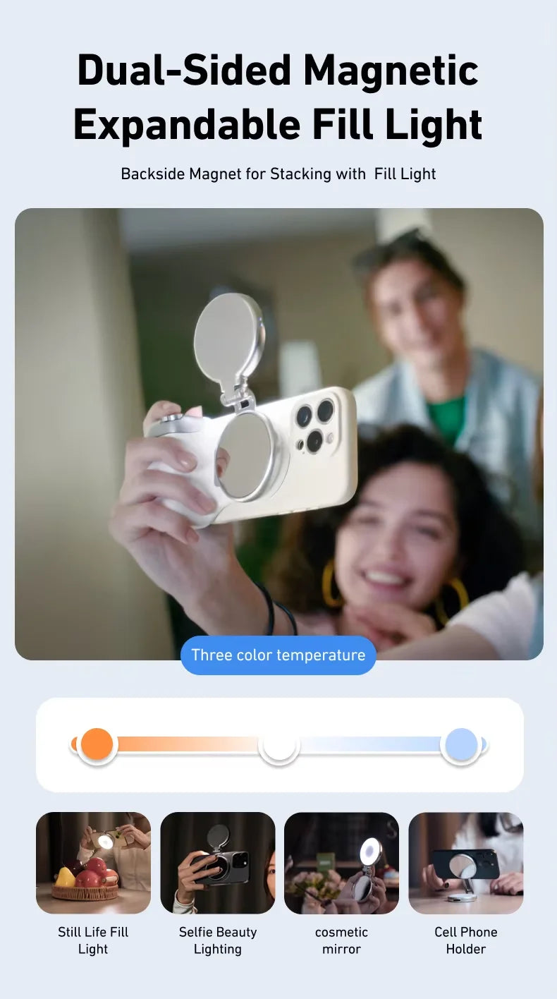 TELESIN Magnetic Phone Camera Shutter Grip and Fill Light Set Shooting Aid Remote Control Handle for Iphone HUAWEI SAMSUNG Phone Peaceful Pleasures Health and Wellness