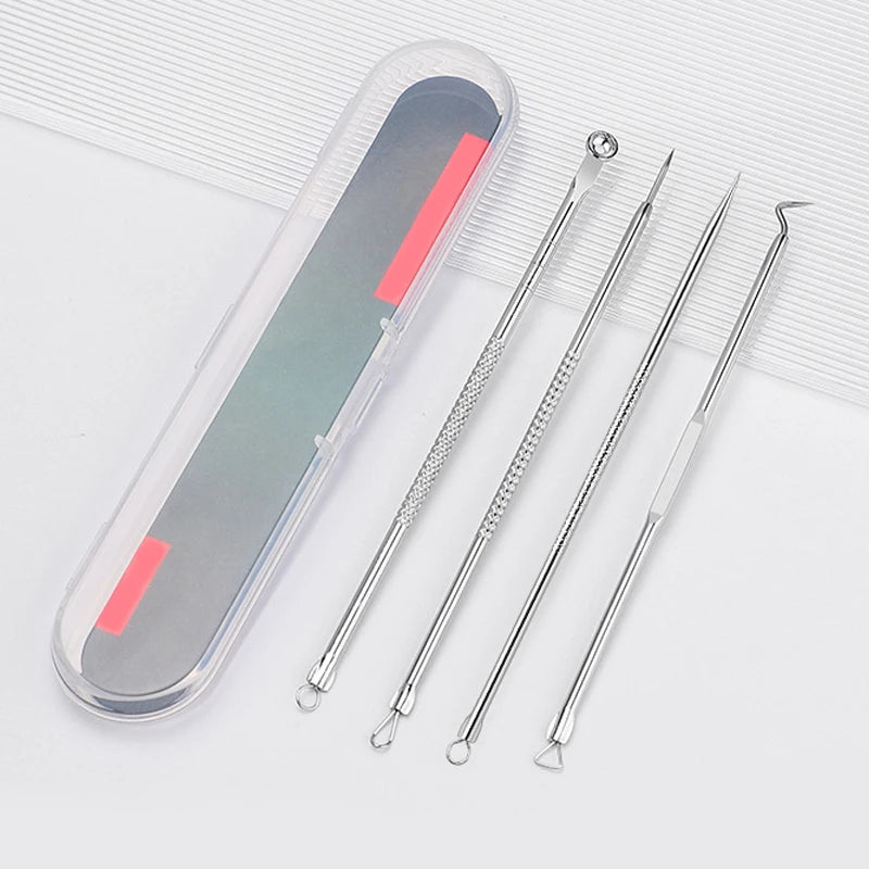 Stainless Steel Blackhead Extractor Tool Set – 4 Piece Kit