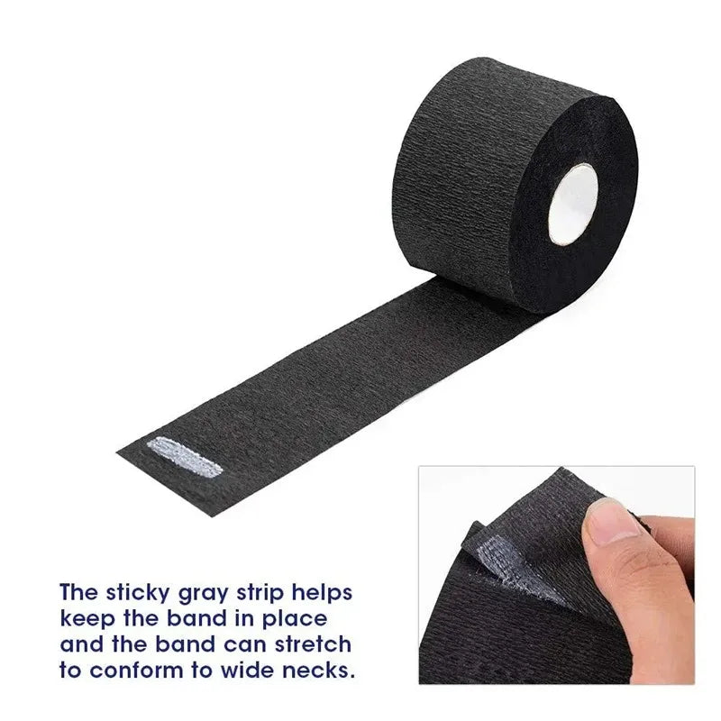 100-Pack Disposable Barber Neck Strips – White & Black Roll