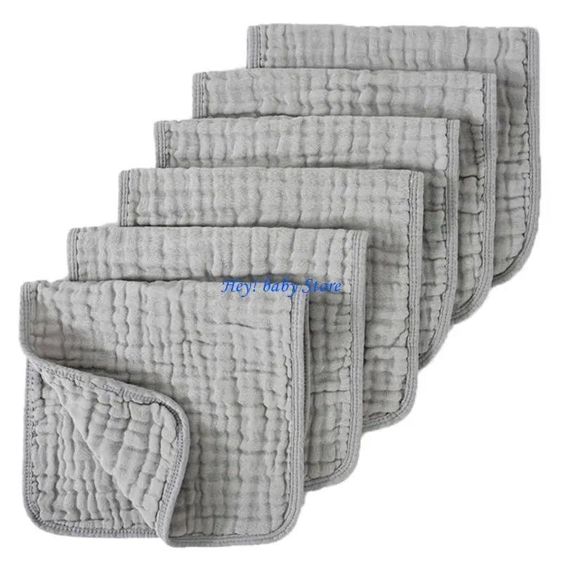 Baby Burp Cloths Set of 6 – 6-Layer Absorbent Cotton Washcloths
