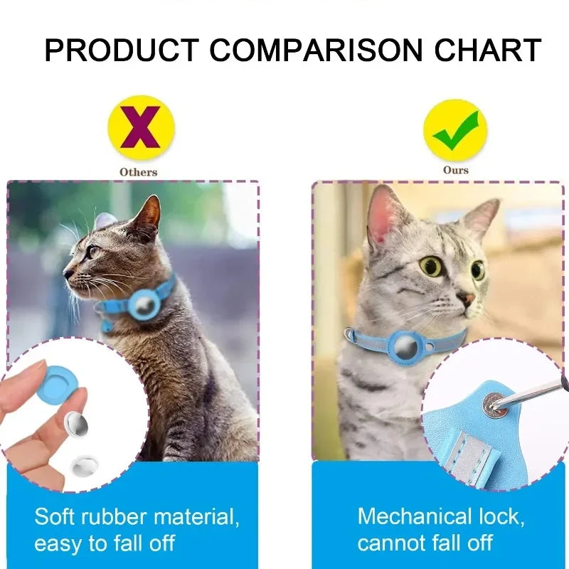 Leather Pet Collar with Apple AirTag Holder | Dog & Cat