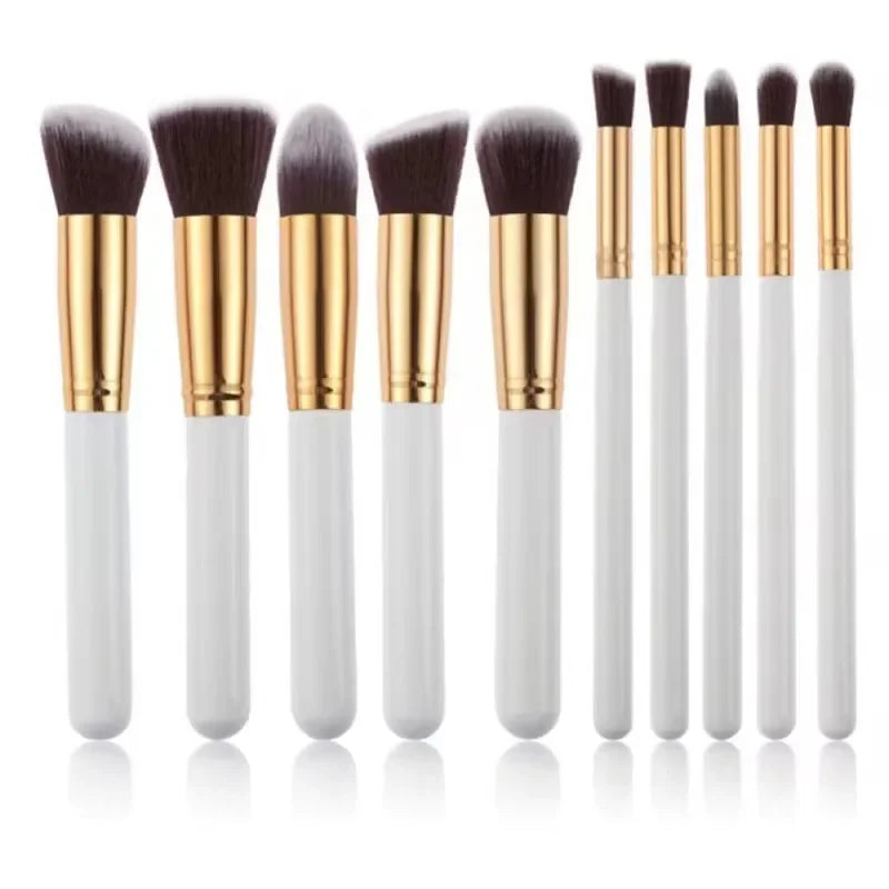 10-Piece Synthetic Kabuki Makeup Brush Set – Blending & Contour