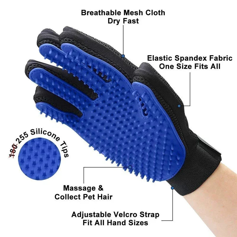 Silicone Pet Grooming Glove – Cat & Dog Hair Removal Brush