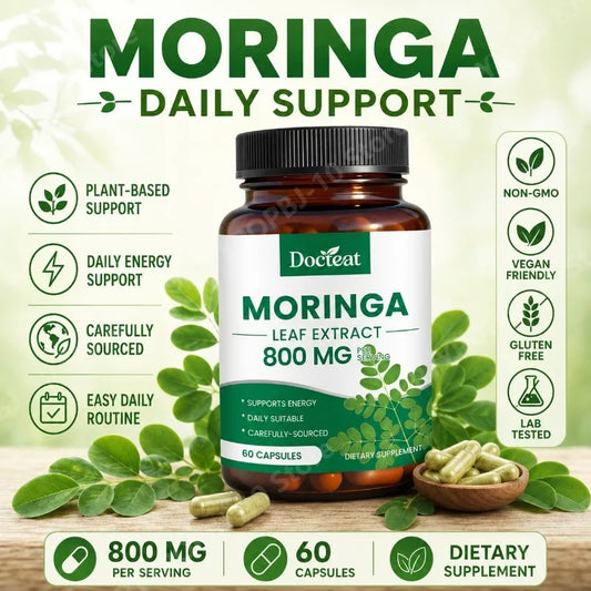 Docteat Moringa Leaf Extract 800mg Capsules – 60 Count Herbal Supplement Peaceful Pleasures Health and Wellness