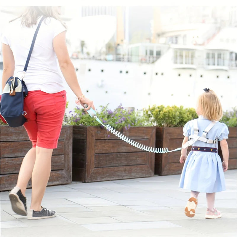 Kids Anti-Lost Leash with Pulling Rope, Anti-Lost Back Pack, Safety Strap with Spring Rope, Blue and Pink Polyester, for Peaceful Pleasures Health and Wellness