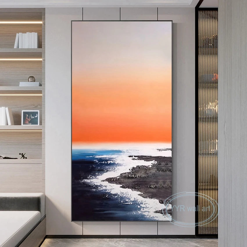 High Quality Canvas Art Oil Painting Modern Abstract Handmade Seascape Wall Decoration Mural Parlor Vestibule Hotel Custom Image Peaceful Pleasures Health and Wellness
