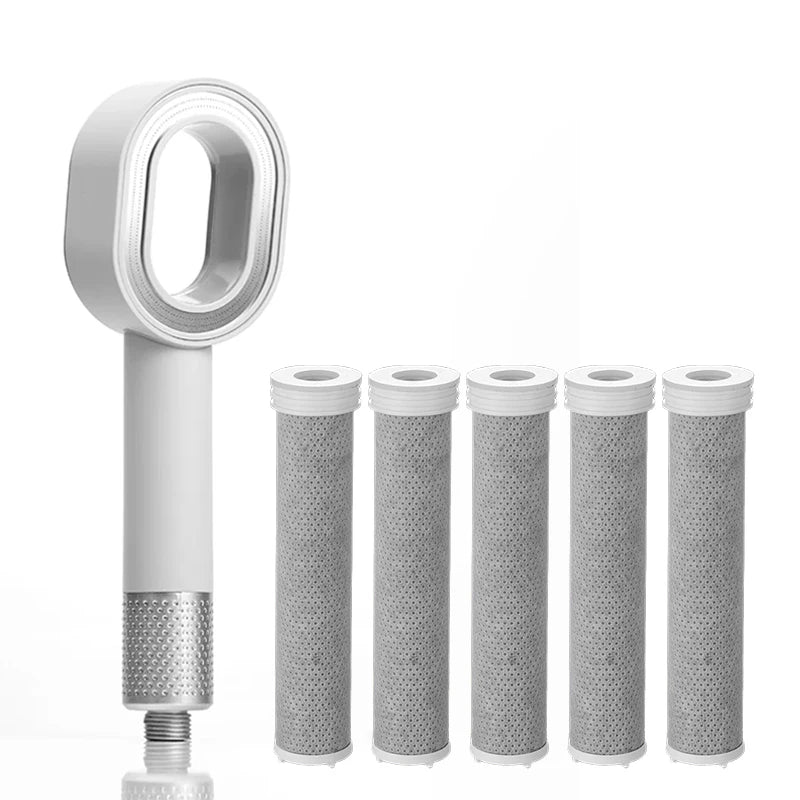 Filter Shower Head High Pressure Beauty Rain Faucet Showerhead Filtration Purification Bathroom Accessories Filtered Water Peaceful Pleasures Health and Wellness White Set B