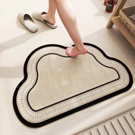 40X60cm French Shaped Cloud Carpet, Bathroom Floor Mat, Bathroom Soft Cushion, Cloth Absorbent Foot Mat, Toilet Door Mat Peaceful Pleasures Health and Wellness 01