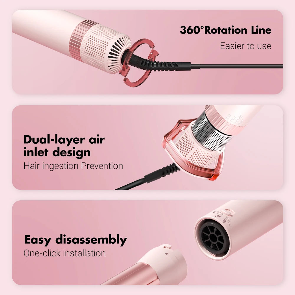 Hair dryer brush detachable 5-in-1 styling and drying system, fast drying, curl smoothing and styling, automatic curling iron Peaceful Pleasures Health and Wellness