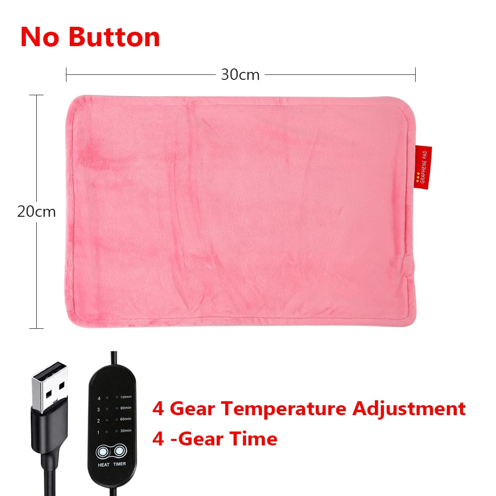 Graphene Electric Blanket Electric Heating Insulation Blanket Office Car Heated Chair Cushion 4-HotSpeed Timing USB Power Supply Peaceful Pleasures Health and Wellness Pink S