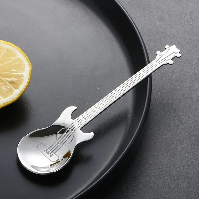 New Fashion Creative Design 304 Stainless Steel Spoon Guitar Spoon Coffee Stirrer Spoon Ice Bar Spoon Music Bar Spoon Mug Spoon Peaceful Pleasures Health and Wellness