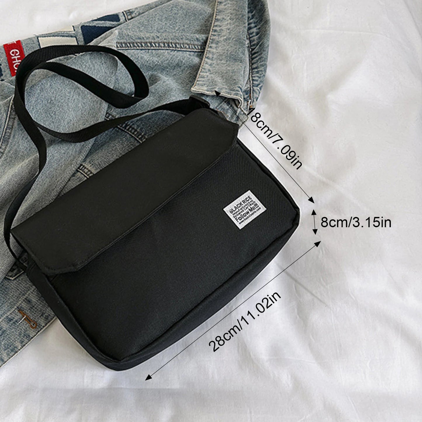 Crossbody Bag for Couples Large Capacity Casual Nylon Underarm Bags for Holiday Vacation Use Travel Shopping Use Peaceful Pleasures Health and Wellness