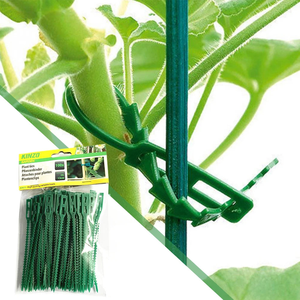100-Pack Reusable Garden Plant Ties – Green Zip Ties Peaceful Pleasures Health and Wellness