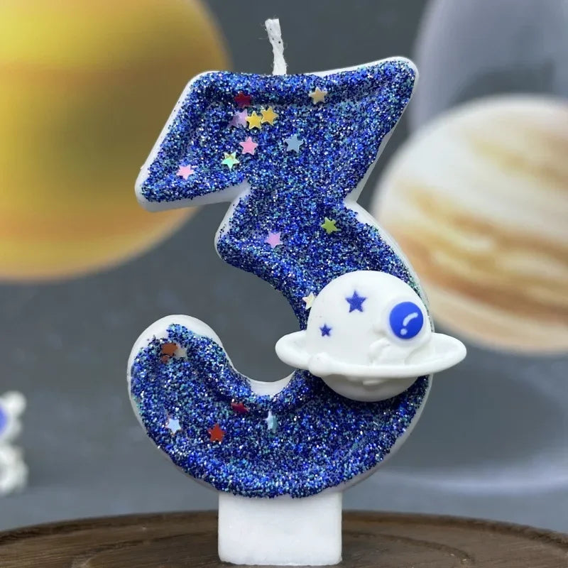 Children Party Boys Birthday Number Candle Cake Topper Blue Planetary Universe Baby One Year Old Dessert Decor Baking Supplies l Peaceful Pleasures Health and Wellness 3