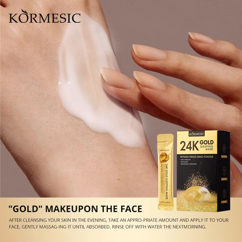 24K Gold Sleep Facial Mask – Hydration & Brightening 20pk