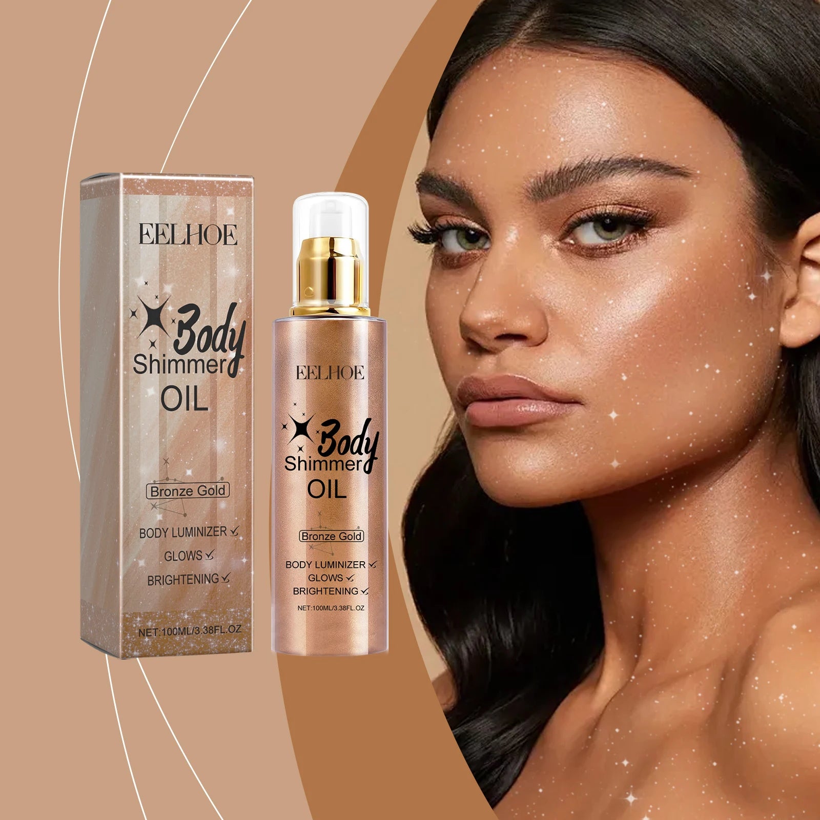 EELHOE Body Brightening Shimmer Oil | Glow Essence 100ml Body Shimmer Oil Peaceful Pleasures Health and Wellness