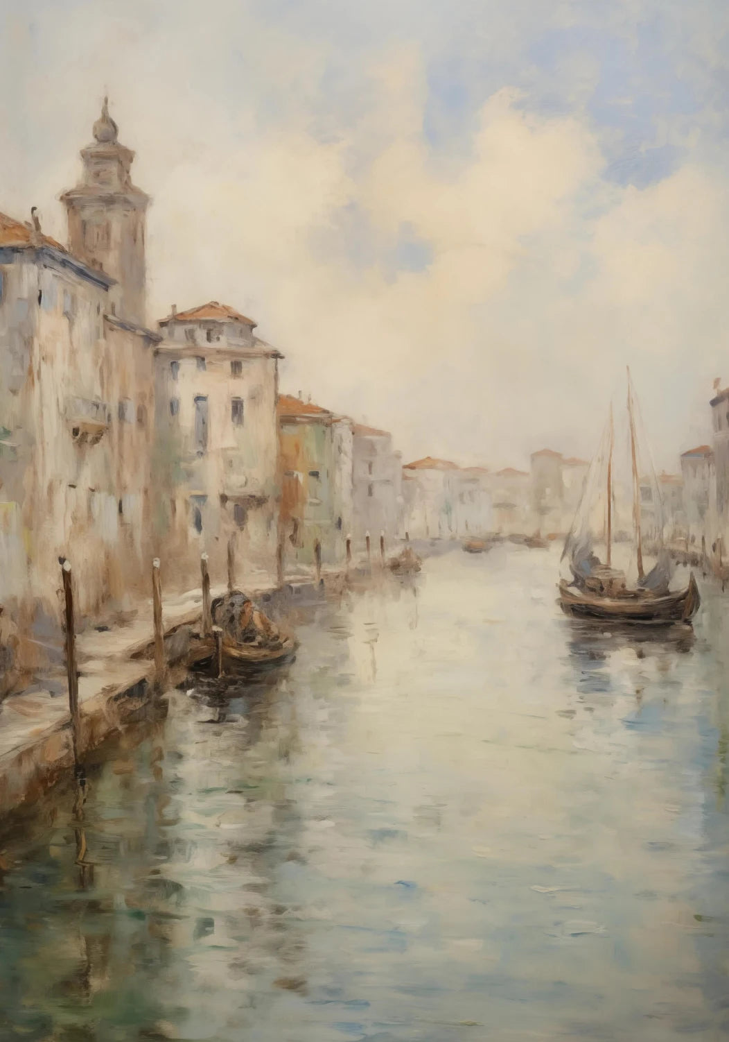 Seine River Paris Venice Canvas Wall Art | European Landscape