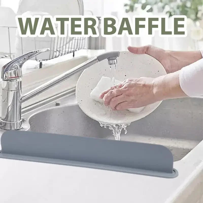 Reusable Silicone Barrier Countertop Sink Splash Guard Splashproof Bathroom Home Dish Washing Suction Cup Board Water Baffle Peaceful Pleasures Health and Wellness