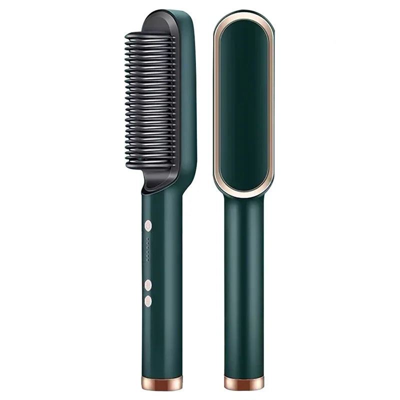 Thermostatic hair straightener Comb 5 temperature settings Straightening brush Quick heat professional hair straightening brush Peaceful Pleasures Health and Wellness Green US