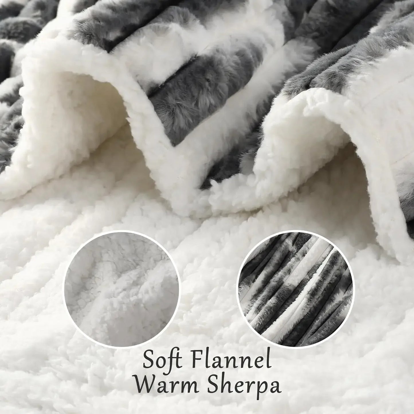 Soft Flannel & Sherpa Electric Heated Blanket, 6 Heat Levels, Auto Off, Machine Washable, Dark Gray Peaceful Pleasures Health and Wellness