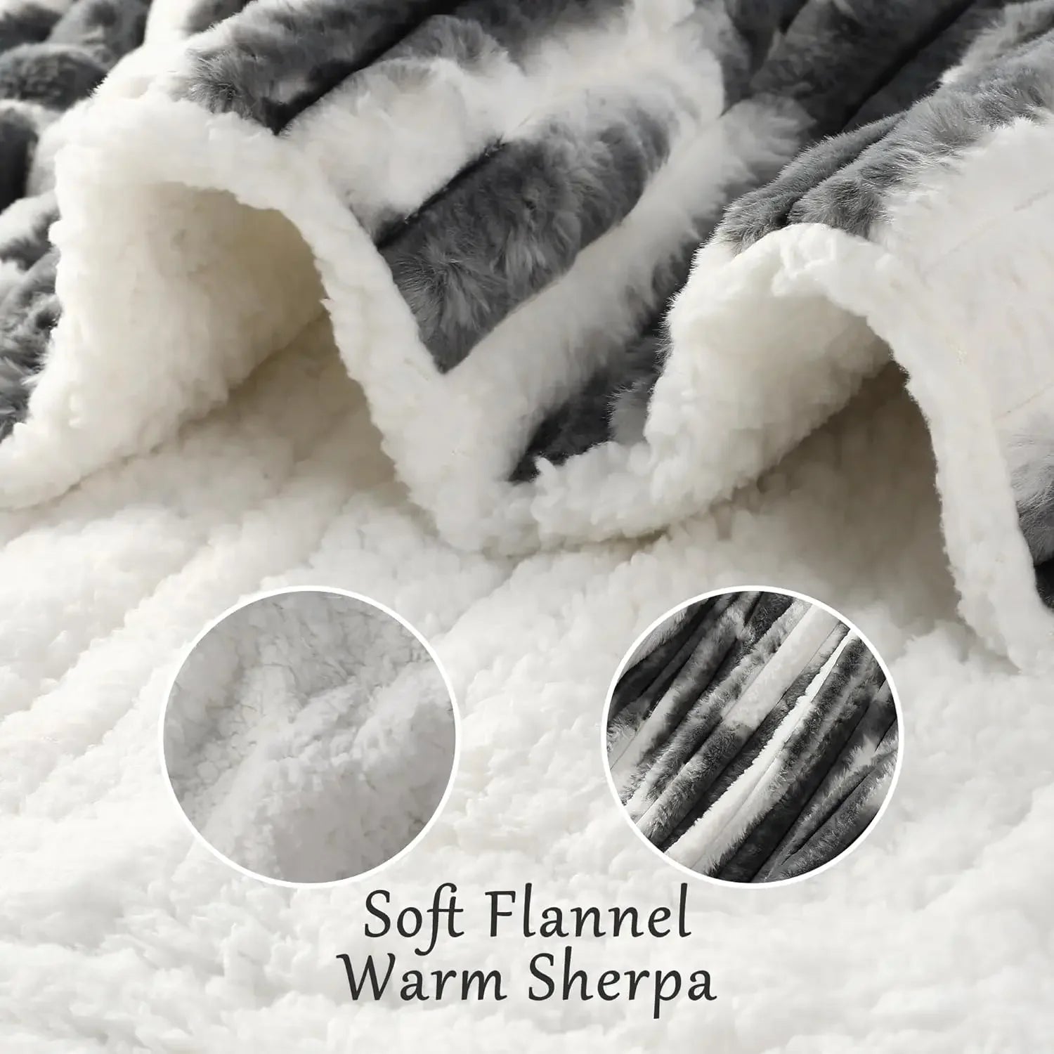 Soft Flannel & Sherpa Electric Heated Blanket, 6 Heat Levels, Auto Off, Machine Washable, Dark Gray Peaceful Pleasures Health and Wellness