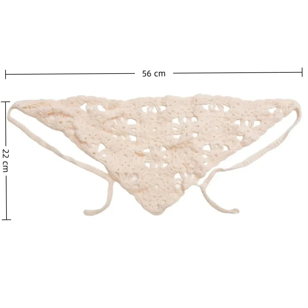 Crochet Triangle Headscarf – Floral Sunshade Headband for Women