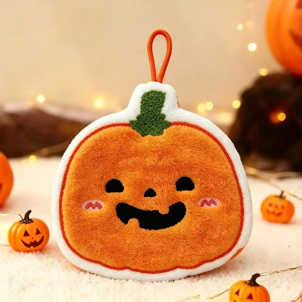 Halloween Cute Ghost Witch Hat Hanging Towel Soft Coral Velvet Quick