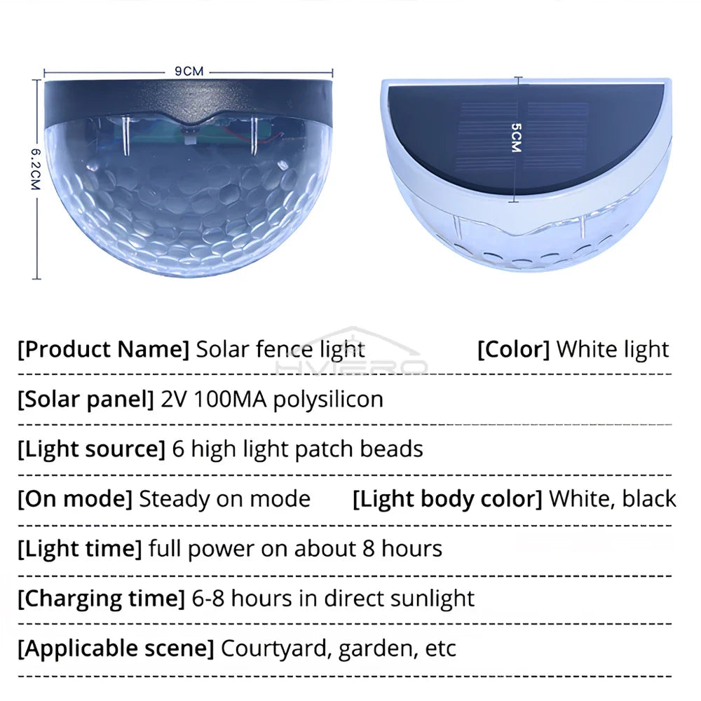 Solar 6-LED Wall Step Light | IP65 Waterproof Garden Fence Lamp