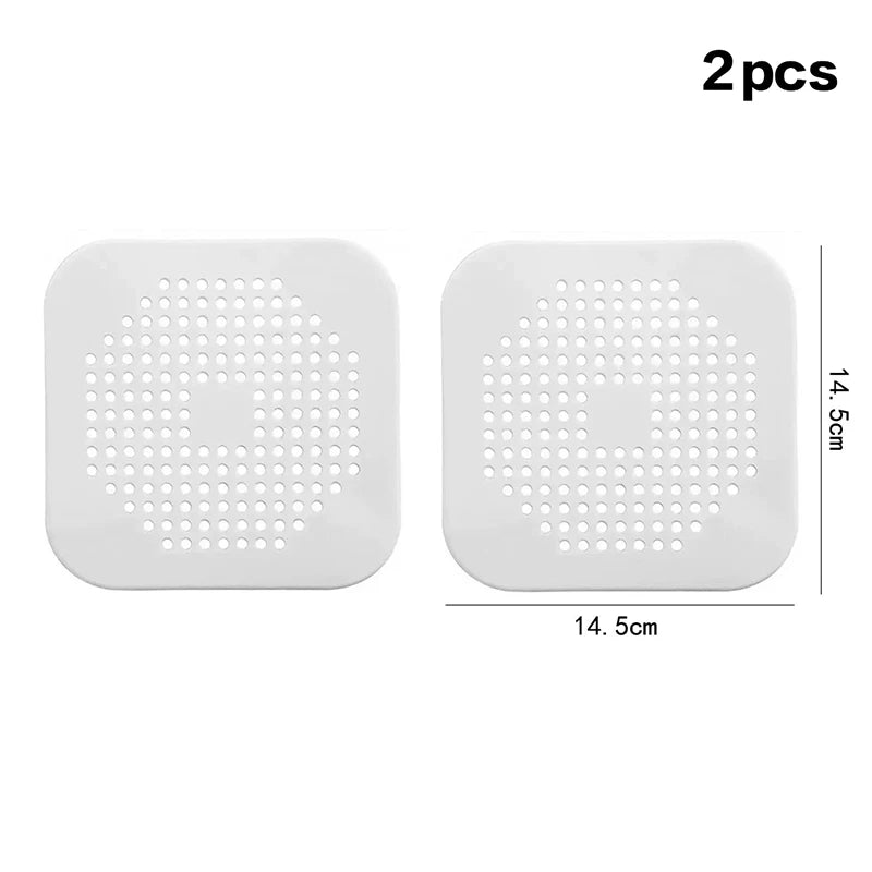 Square Silicone Drain Mat Hair Catcher – Kitchen & Shower 2-Pack Silicone Drain Mat Peaceful Pleasures Health and Wellness White